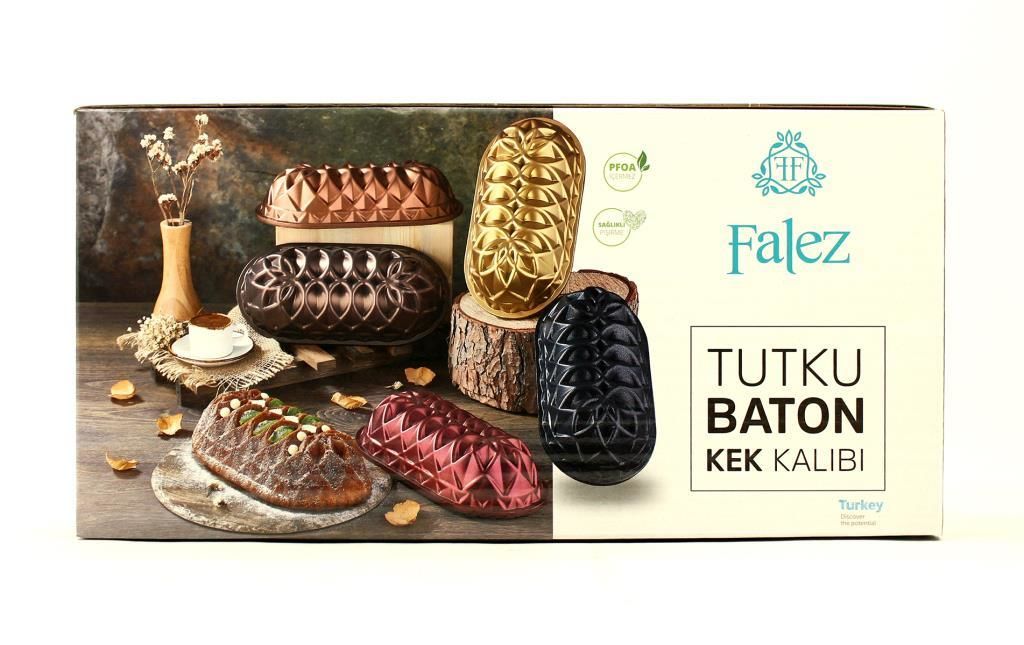 Renkli Granit Döküm 28x14 cm Venüs  Kek Kalıbı Dikdörtgen Şeklinde Sağlıklı Pişirme 7 Dilimli