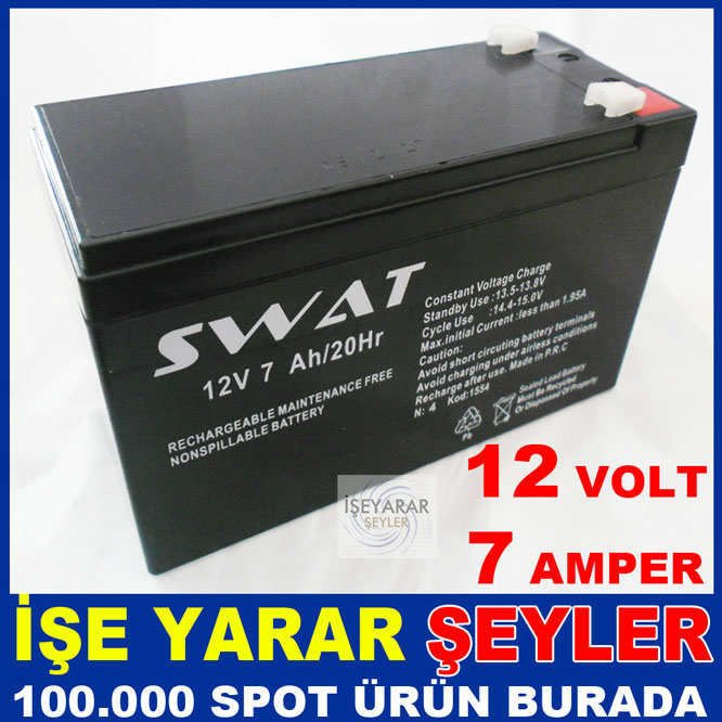 SWAT 12V 7A ŞARJLI AKÜ RECHARGEABLE BATTERY