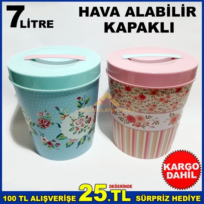 7 LİTRE YUVARLAK HAVA ALABİLEN SAKLAMA KABI VE ERZAK KUTUSU