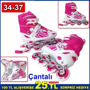 Tekerlekleri Ayarlanabilir Paten Seti M Beden 34-37 Numara Yeni Başlayanlar İçin Kaliteli Paten