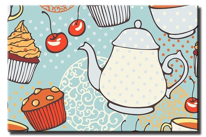 CAY SAATI ILLUSTRASYON 6 değişen ölçü ORİJİNAL KANVAS TABLO