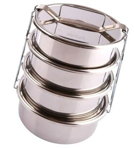 Paslanmaz Çelik 4lü Sefer Tası 2Litre 2-4 Kişilik Yemek Taşıma Kabı 500ml x4 Kab Isıtılabilir Taslar