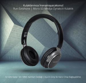 Pirhana Run Earphone FM-Aux - Micro SD Medya Oynatıcılı Kulaklık Süper Bas ve Farklı Ekolayzır Modlu