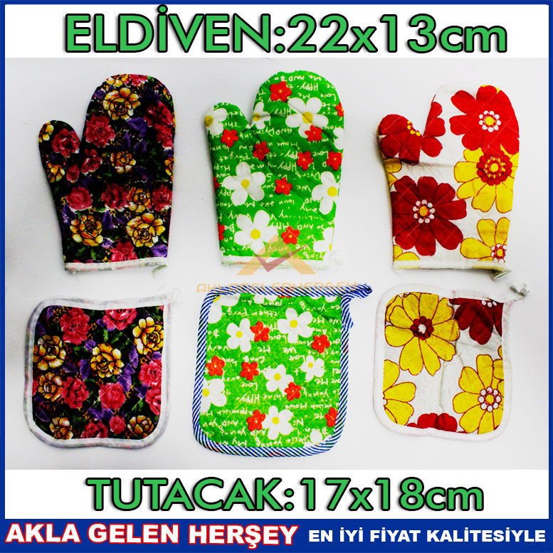 ASKILI 2'Lİ FIRIN ELDİVENİ,TUTACAK MUTFAK SETİ