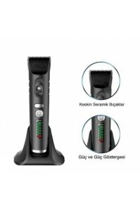 Seramik Bıçaklı 4 Taraklı Islak Ve Kuru Kullanım Lityum Bataryalı Profesyonel Tıraş Makinesi