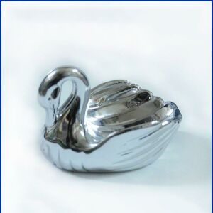 Kaliteli Plastik Üzeri Krom Kaplama Kuğu Sabunluk - Makyaj Süngerliği - Dekoratif Süngerlik - Mutfak