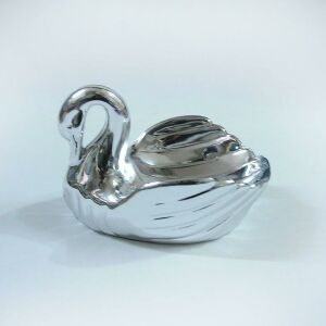 Kaliteli Plastik Üzeri Krom Kaplama Kuğu Sabunluk - Makyaj Süngerliği - Dekoratif Süngerlik - Mutfak