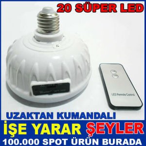 20 SÜPER LED UZAKTAN KUMANDALI ŞARJLI LAMBA