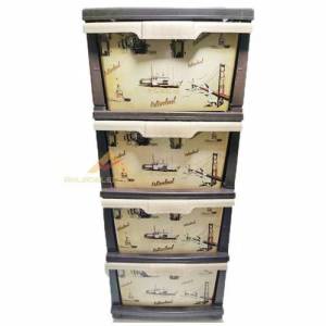 Büyük Boy 4 Çekmeceli İstanbul Desenli Komidin