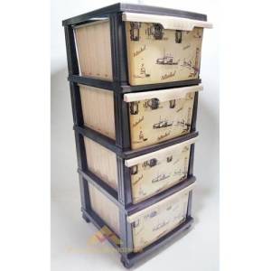 Büyük Boy 4 Çekmeceli İstanbul Desenli Komidin