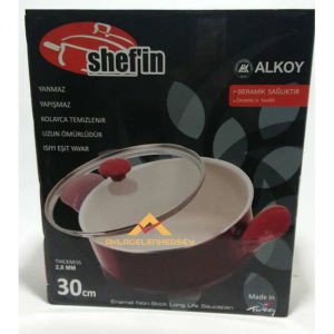 ALKOY 30cm DÖKÜM SERAMİK KARNIYARIK TENCERESİ