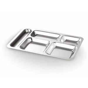 En iyi Kalite Paslanmaz Çelik 5 Bölmeli Metal Tabldot Tabağı 28x40cm Çizilmeye Dirençli Özel Cilalı