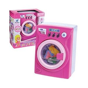 Oyuncak Çamaşır Makinesi Pilli Işıklı Sesli Eğitici ve Eğlendirici Çamaşır Makinesi 14x10cm Ebatında