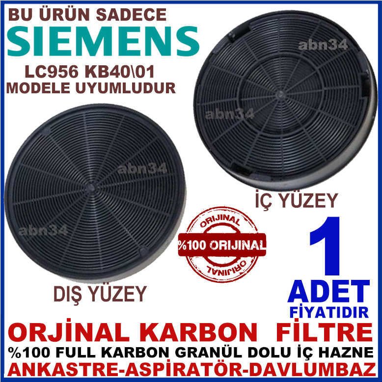 SİEMENS ANKASTRE DAVLUMBAZ FİLTRESİ LC956 KB40\01 MODEL DAVLUMBAZ İÇİN GRANÜL KARBONLU FİLTRE
