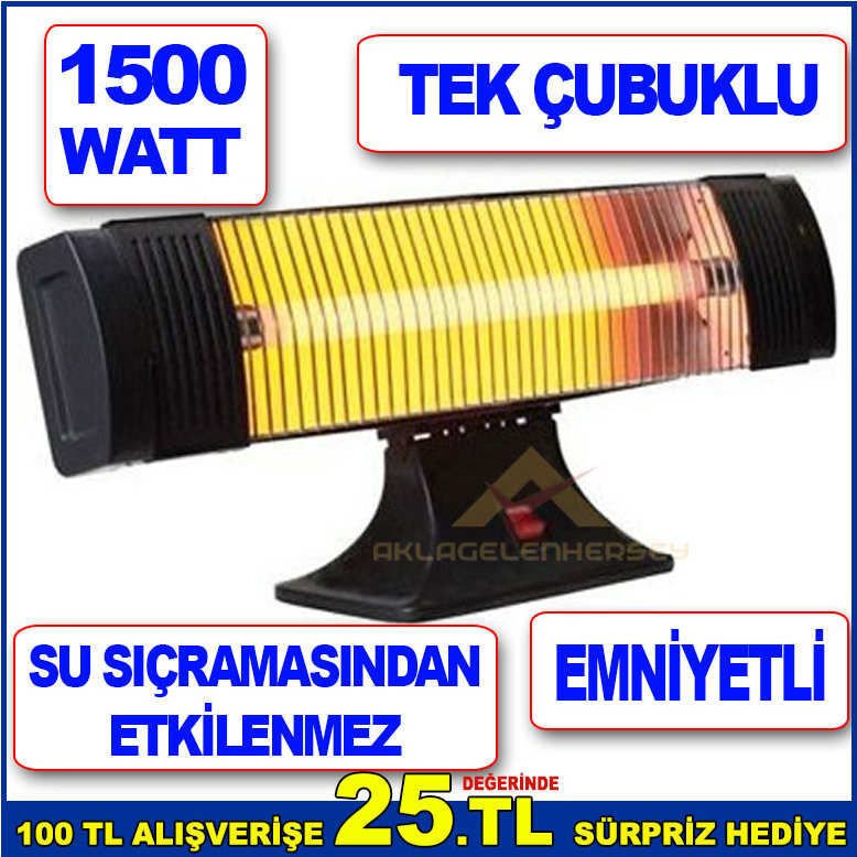 1500 WATT GÜCÜNDE TEK ÇUBUKLU İNFRARED EMNİYETLİ YER SOBASI