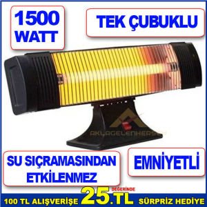 1500 WATT GÜCÜNDE TEK ÇUBUKLU İNFRARED EMNİYETLİ YER SOBASI