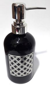 Kaliteli Yaldızlı Siyah Camdan Üretilmiş Sıvı Sabunluk (Karo)    Kaliteli Ham Maddeden Üretilmiştir