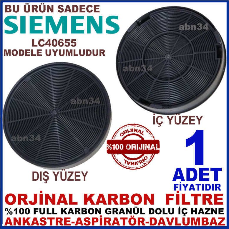 SİEMENS ANKASTRE DAVLUMBAZ FİLTRESİ LC40655 MODEL DAVLUMBAZ İÇİN GRANÜL KARBONLU FİLTRE