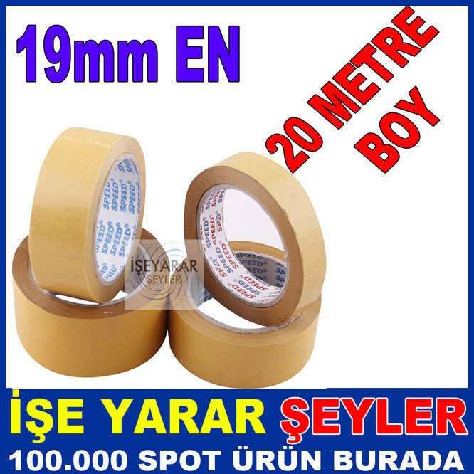 19mm 20 METRE YAPIŞKANLI ÇİFT TARAFLI BANT