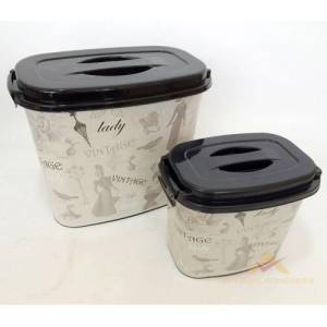 Vintage Desenli 5 Parça Kirli Çamaşır Banyo Seti