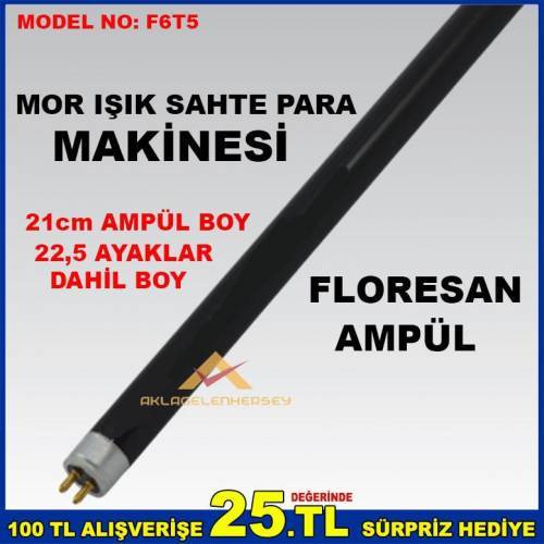 KONTROL MAKİNASI İÇİN MOR IŞIK ULTRAVİOLE FLORESAN AMPÜL İYİ KALİTE PARA KONTROL MAKİNESİ AMPÜLÜ