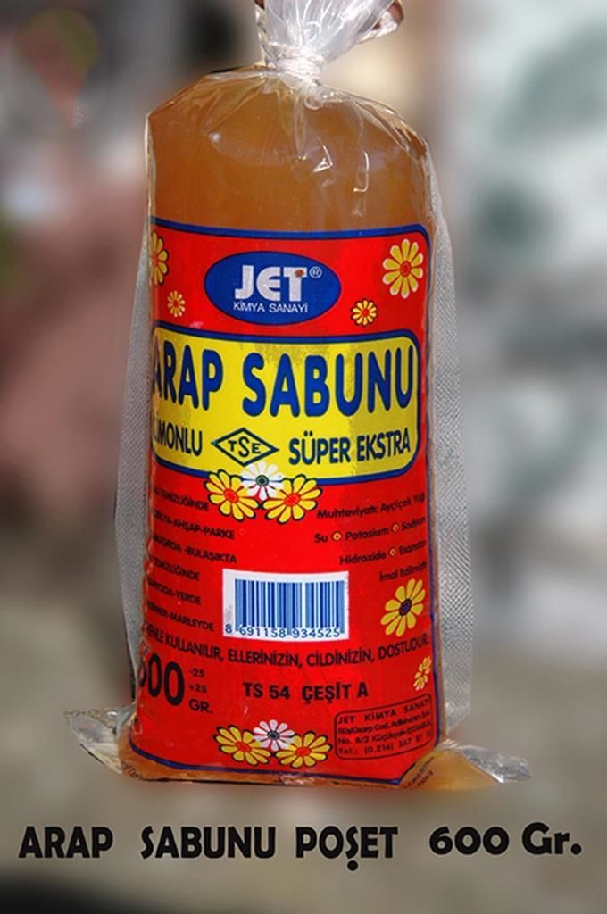 Jet Sıvı Arap Sabunu 600 ml Poşet  Doğal Temizlik Limon Kokulu