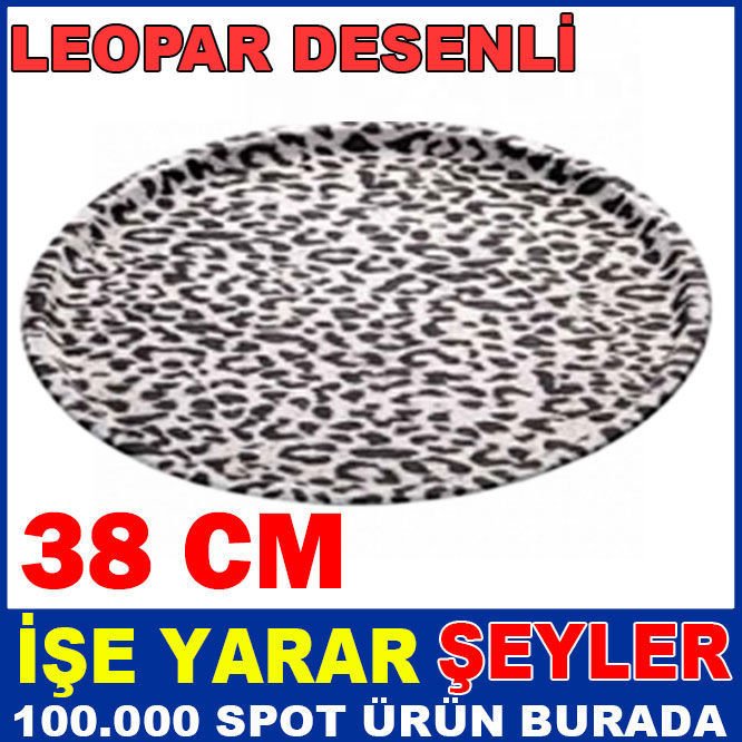 KAYDIRMAZ PLASTİK LEOPAR DESENLİ SERVİS TEPSİSİ 38 CM