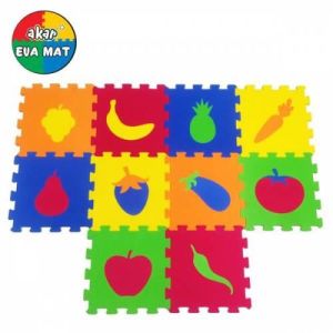 Geçmeli Oyun Halısı Sebze-Meyveler Eva Puzzle 9pc 33x33cm Oyun Matı Çocuk Yaşam Alanı Zemin Döşemesi