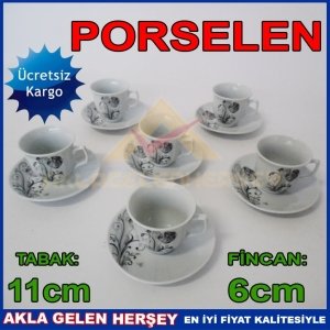 ÜcretsizKargo GÜMÜŞ YALDIZLI DESEN 12 PARÇA KAHVE FİNCANI SETİ