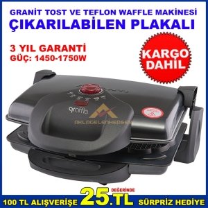 CONTİ ÇIKABİLEN GRANİT PLAKALI TOST VE TEFLON WAFFLE MAKİNESİ