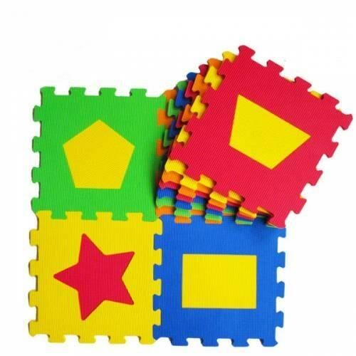 Geçmeli Oyun Halısı Geometri Eva Puzzle 9 parça 33x33cm Oyun Matı Çocuk Yaşam Alanı Zemin Döşemesi