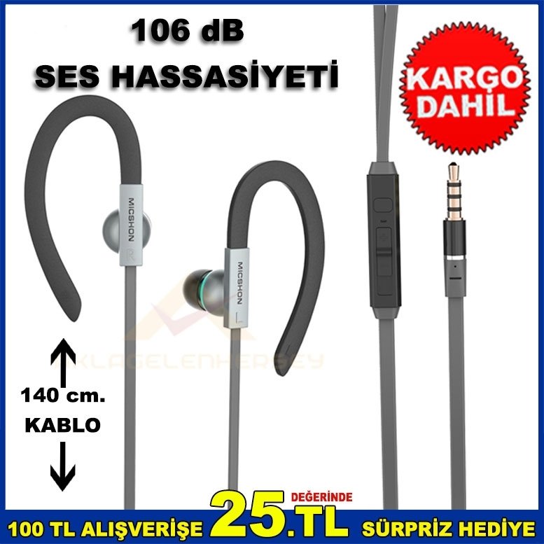 SPOR KULLANIMA UYGUN 106dB MİKRAFONLU KULAKLIK Kulak Sabitleyici