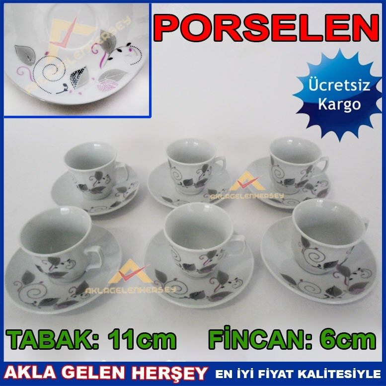 Ücretsiz Kargo ASA YAPRAK DESENLİ 12 PARÇA KAHVE FİNCANI SETİ