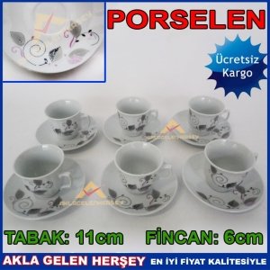 Ücretsiz Kargo ASA YAPRAK DESENLİ 12 PARÇA KAHVE FİNCANI SETİ