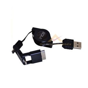 13cm'den 80cm'e Kapasiteli Şarj Kablosu İphone5 ve 4,Ipad 2 ve 4 ve Samsung Uçlu Araç Şarj Kablosu