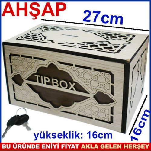 Büyük Boy Bahşiş Kutusu Ahşap İşleme Tip Box Sağlam Kilitli Anahtarlı Tıpbox Büyükboy Ahşap Kumbara