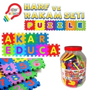50 PARÇA SÜNGER PUZZLE EĞİTİCİ HARF / RAKAM SETİ TÜRKÇE İNGİLİZCE