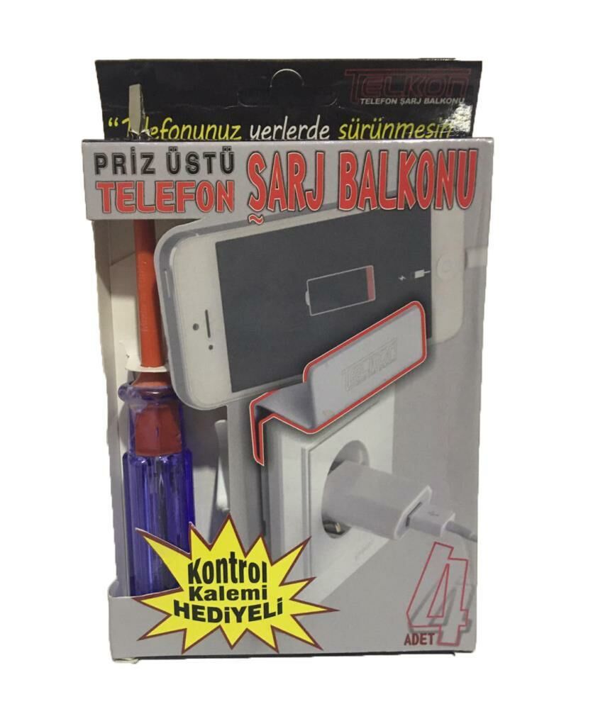 Telkon Priz Üstü Telefon Şarj Balkonu (Kontrol Kalem Hediyeli)