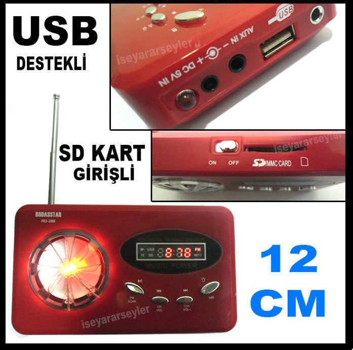 USB VE SD KART DESTEKLİ 12CM LED MUZİK PLAYER
