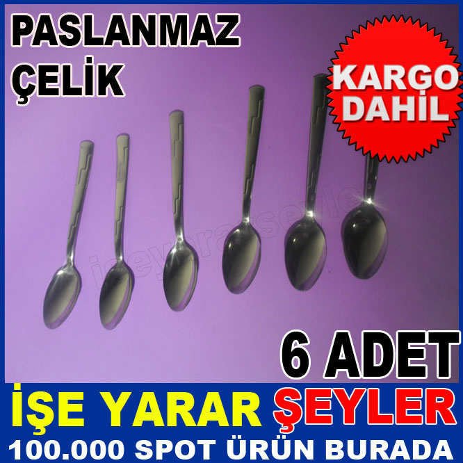 6 ADET PASLANMAZ ÇELİK TATLI KAŞIĞI SETİ KD