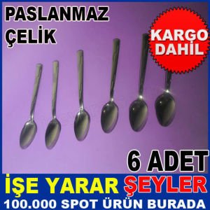 6 ADET PASLANMAZ ÇELİK TATLI KAŞIĞI SETİ KD