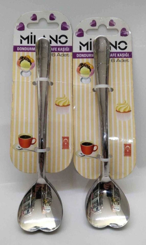 MİLANO Dondurma Ve Nescafe Kaşığı Kalpli 6 Adet B-4