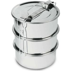 2,2 LT Paslanmaz Çelik 3lü Sefer Tası 2-3 Kişilik Yemek Taşıma Kabı 750ml Isıtılabilir 3 Kap 15x18cm