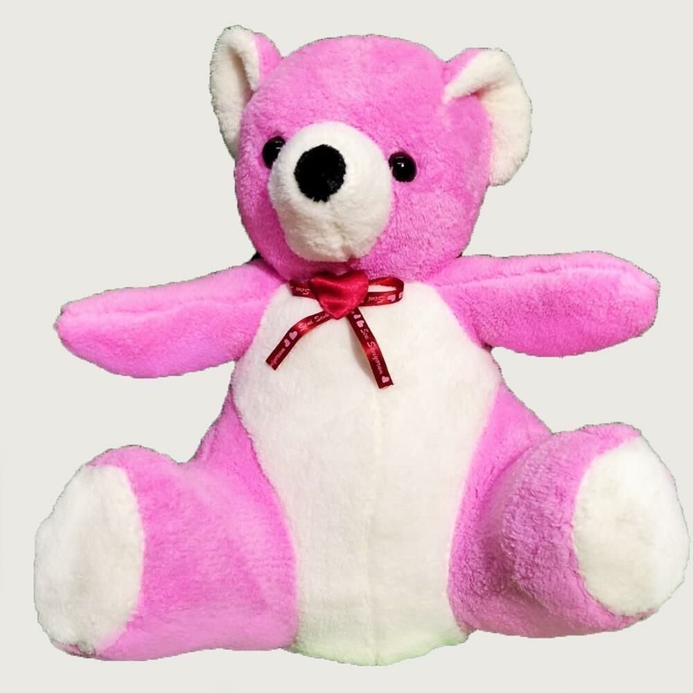 40Cm Kalp Kurdelalı Karışık Pembe Renkli Peluş Ayıcık İpleri Dökülmeyen Havlu Kumaş