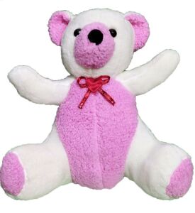 40Cm Kalp Kurdelalı Karışık Pembe Renkli Peluş Ayıcık İpleri Dökülmeyen Havlu Kumaş