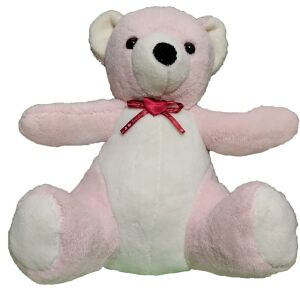 40Cm Kalp Kurdelalı Karışık Pembe Renkli Peluş Ayıcık İpleri Dökülmeyen Havlu Kumaş