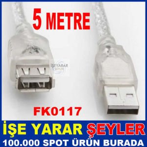 USB UZATMA KABLOSU ERKEK - DİŞİ SOKETLER 5 METRE