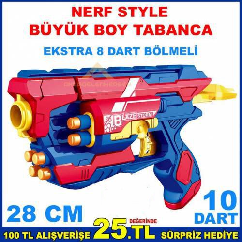 Nerf Style 10 Dart Büyük Boy 8 Bölmeli Tabancaa