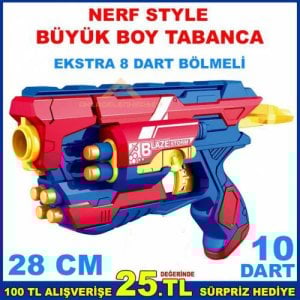 Nerf Style 10 Dart Büyük Boy 8 Bölmeli Tabancaa