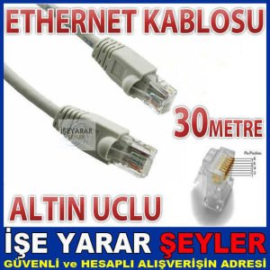 ALTIN UÇLU ETHERNET KABLOSU İKİ UCU RJ45 30 METR
